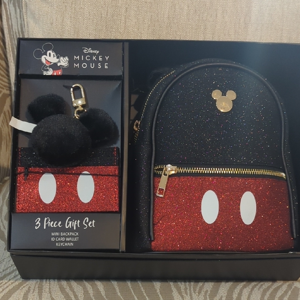 Disney Mickey Mouse Backpack Set - Black and Red - New